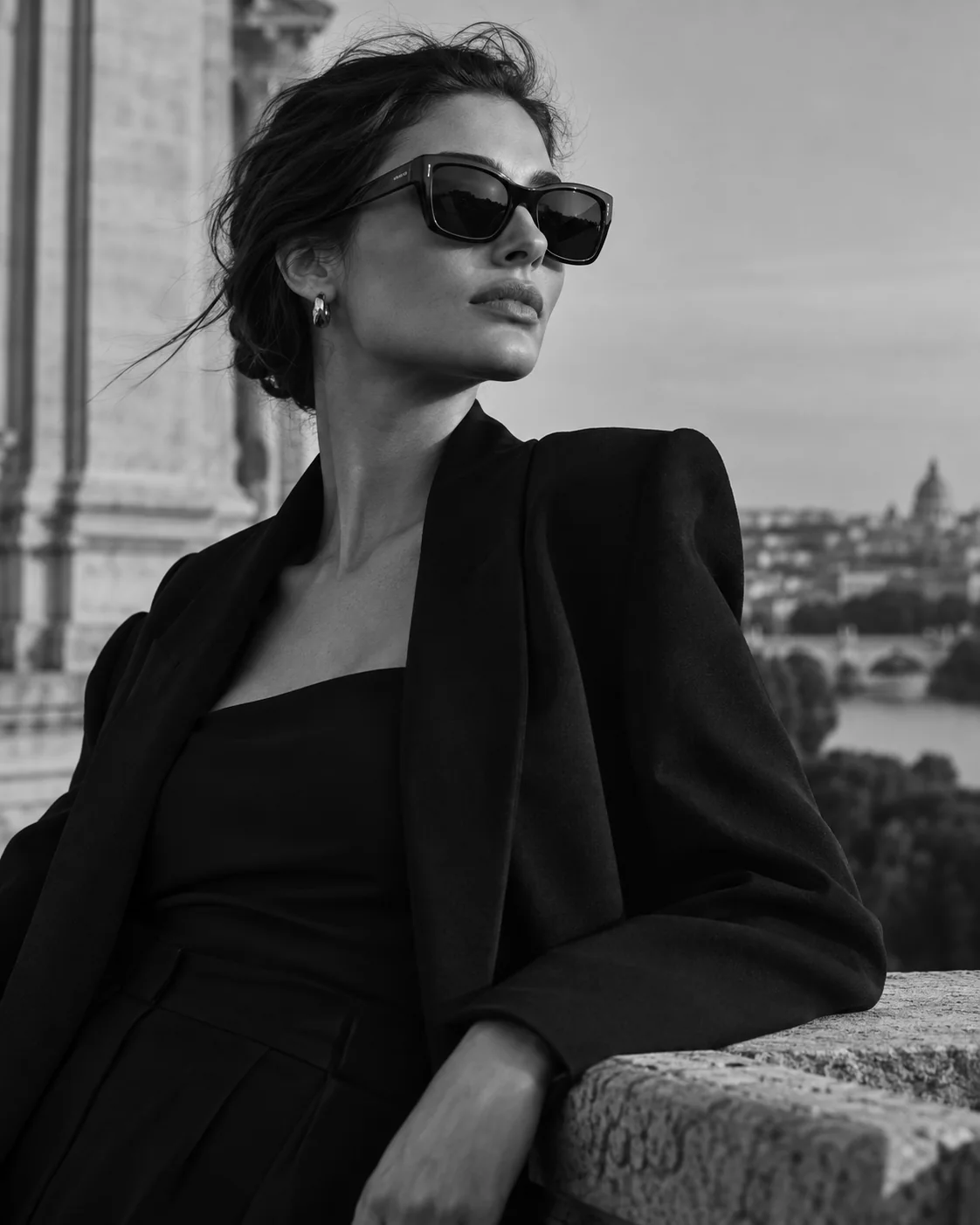 High-fashion monochrome portrait representing brand identity